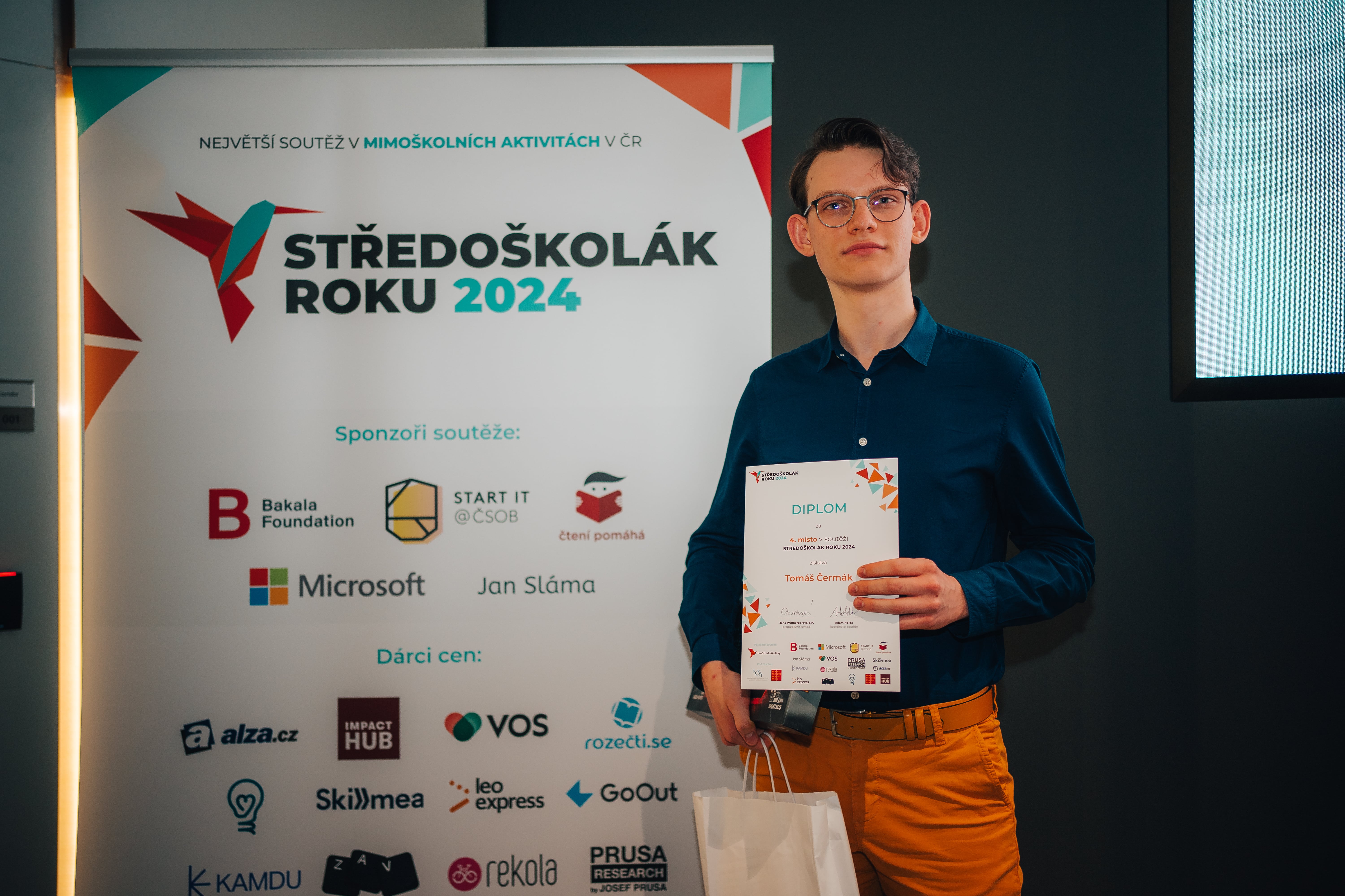 Tomáš Čermák mezi čtyřmi nejúspěšnějšími středoškoláky v ČR